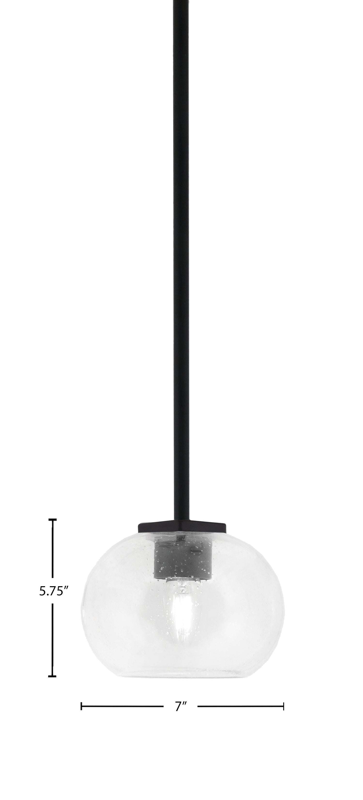 Franklin One Light Mini Pendant in Matte Black with Clear Bubble Shade