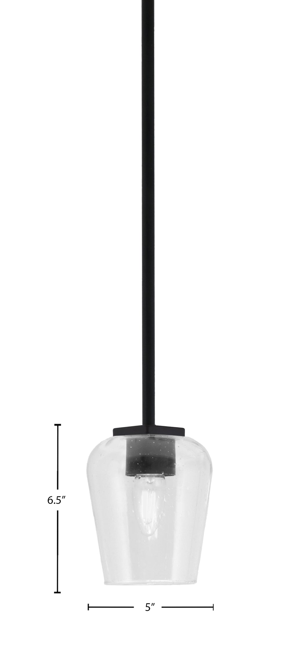 Franklin One Light Mini Pendant in Matte Black with Clear Bubble Shade