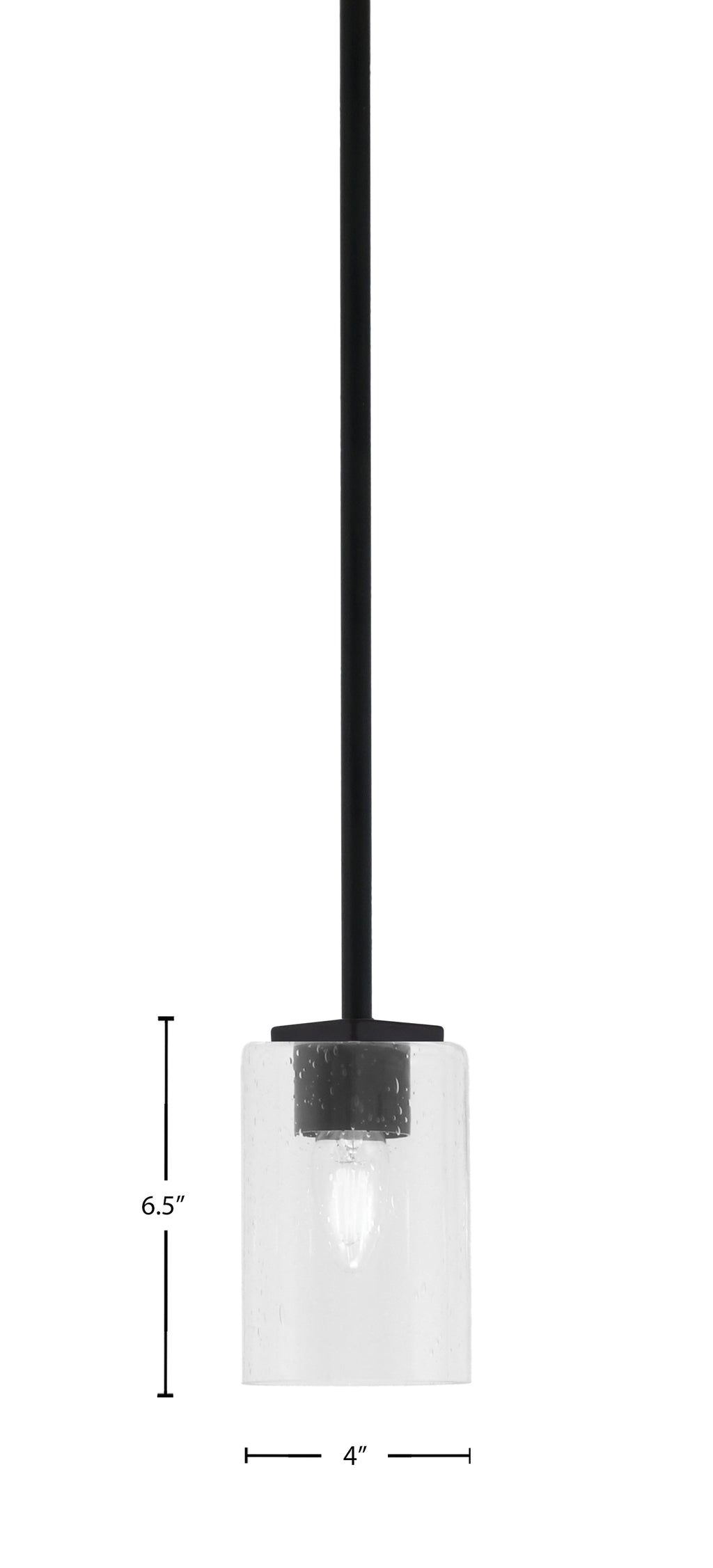 Franklin One Light Mini Pendant in Matte Black with Clear Bubble Shade