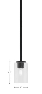 Franklin One Light Mini Pendant in Matte Black with Clear Bubble Shade