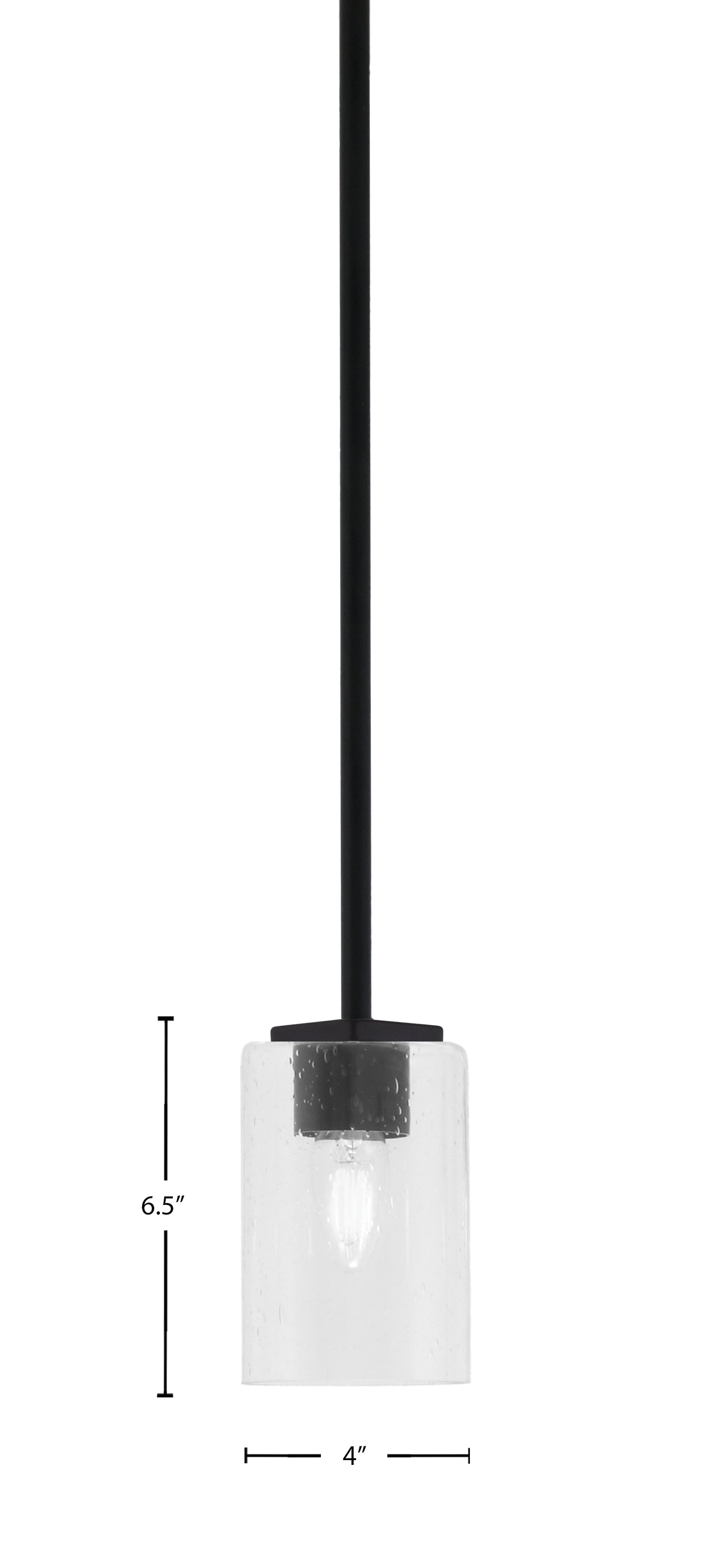 Franklin One Light Mini Pendant in Matte Black with Clear Bubble Shade