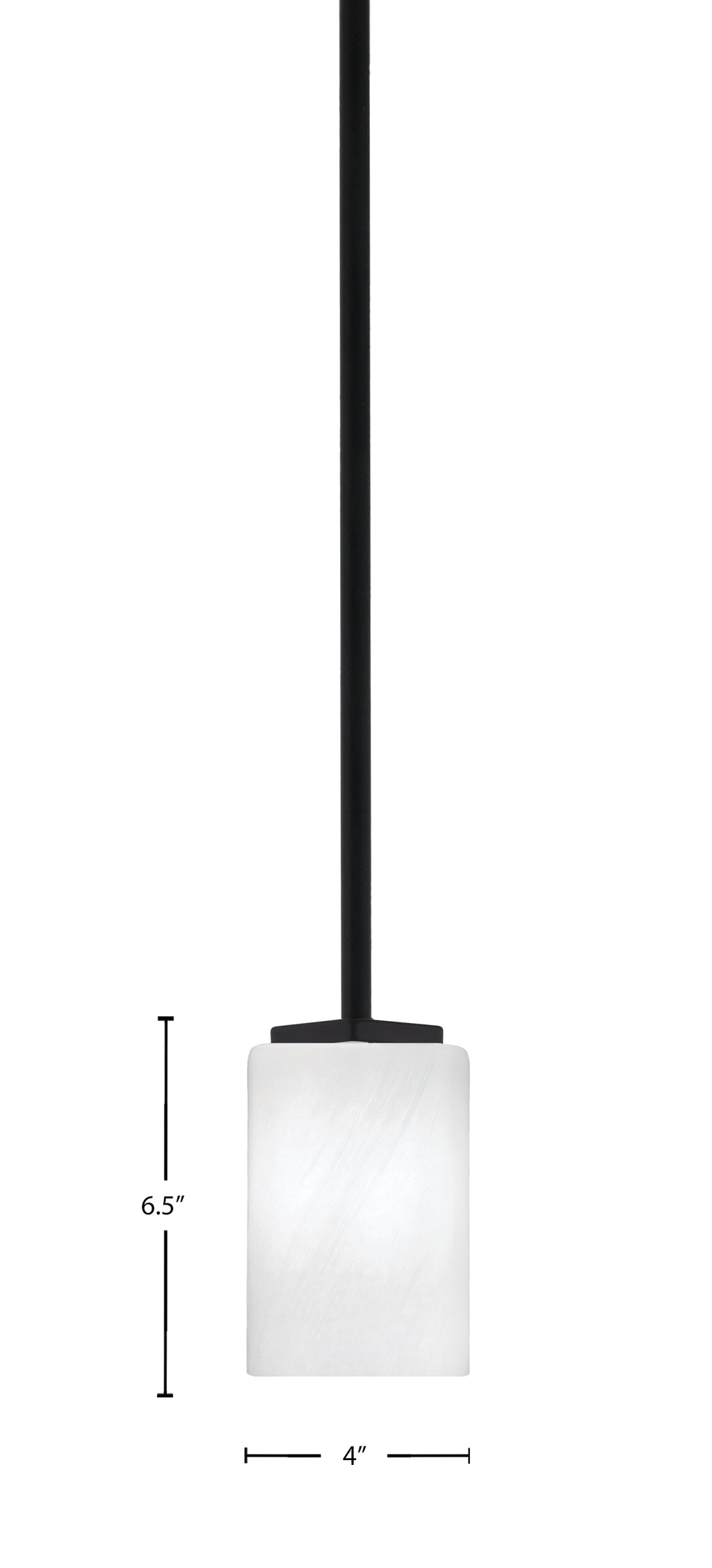 Franklin One Light Mini Pendant in Matte Black with White Marble Shade