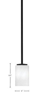 Franklin One Light Mini Pendant in Matte Black with White Marble Shade