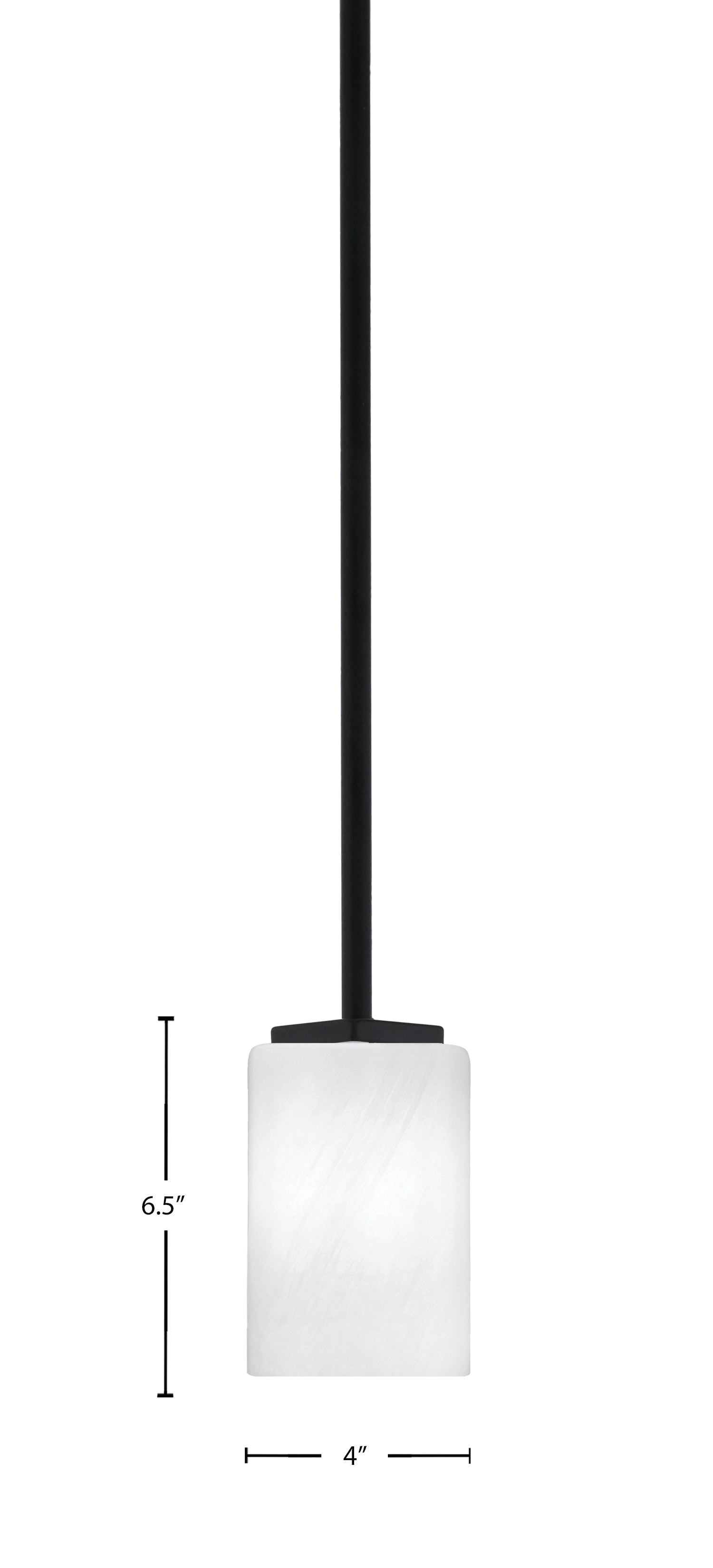 Franklin One Light Mini Pendant in Matte Black with White Marble Shade