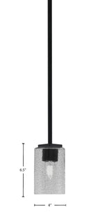 Franklin One Light Mini Pendant in Matte Black with Smoke Bubble Shade