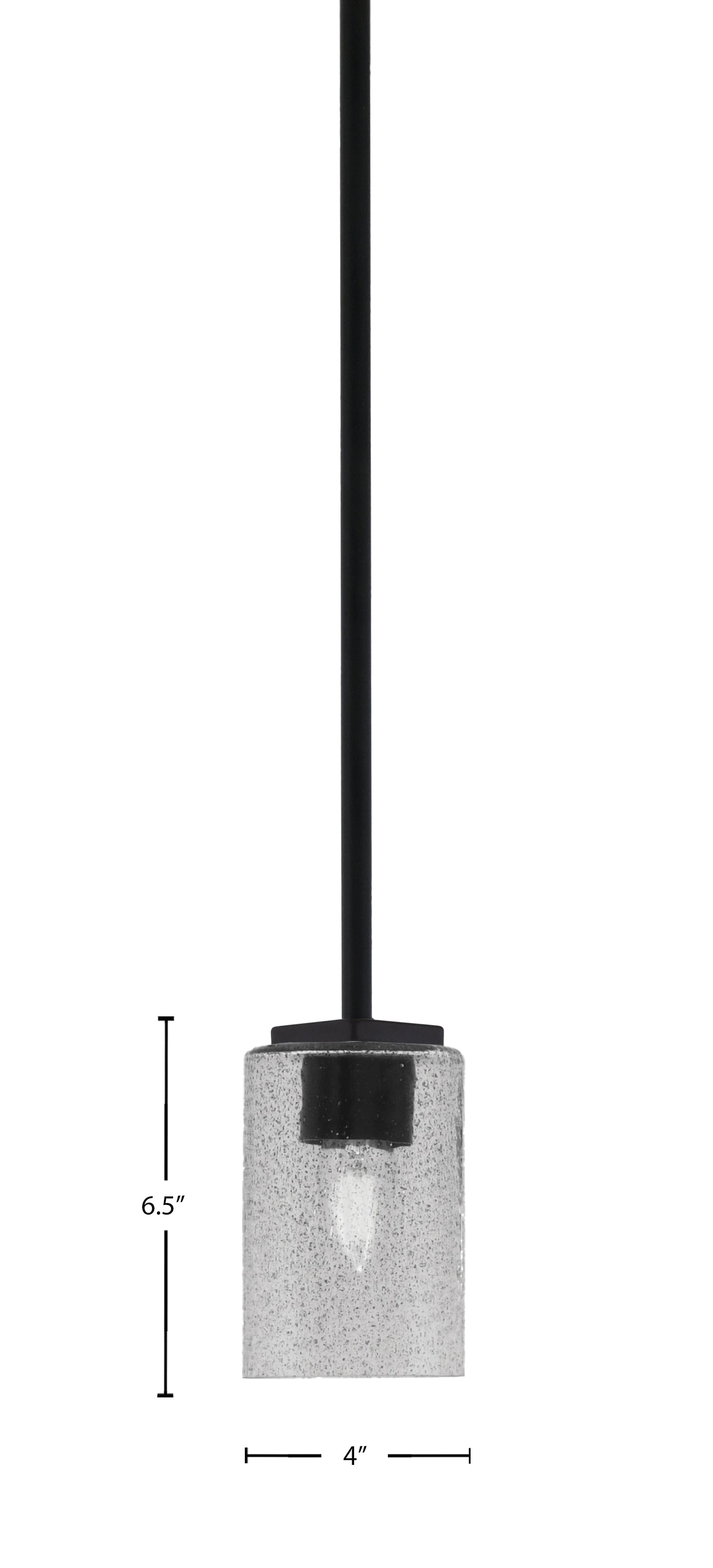 Franklin One Light Mini Pendant in Matte Black with Smoke Bubble Shade