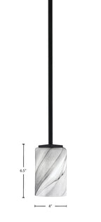 Franklin One Light Mini Pendant in Matte Black with Onyx Swirl Shade