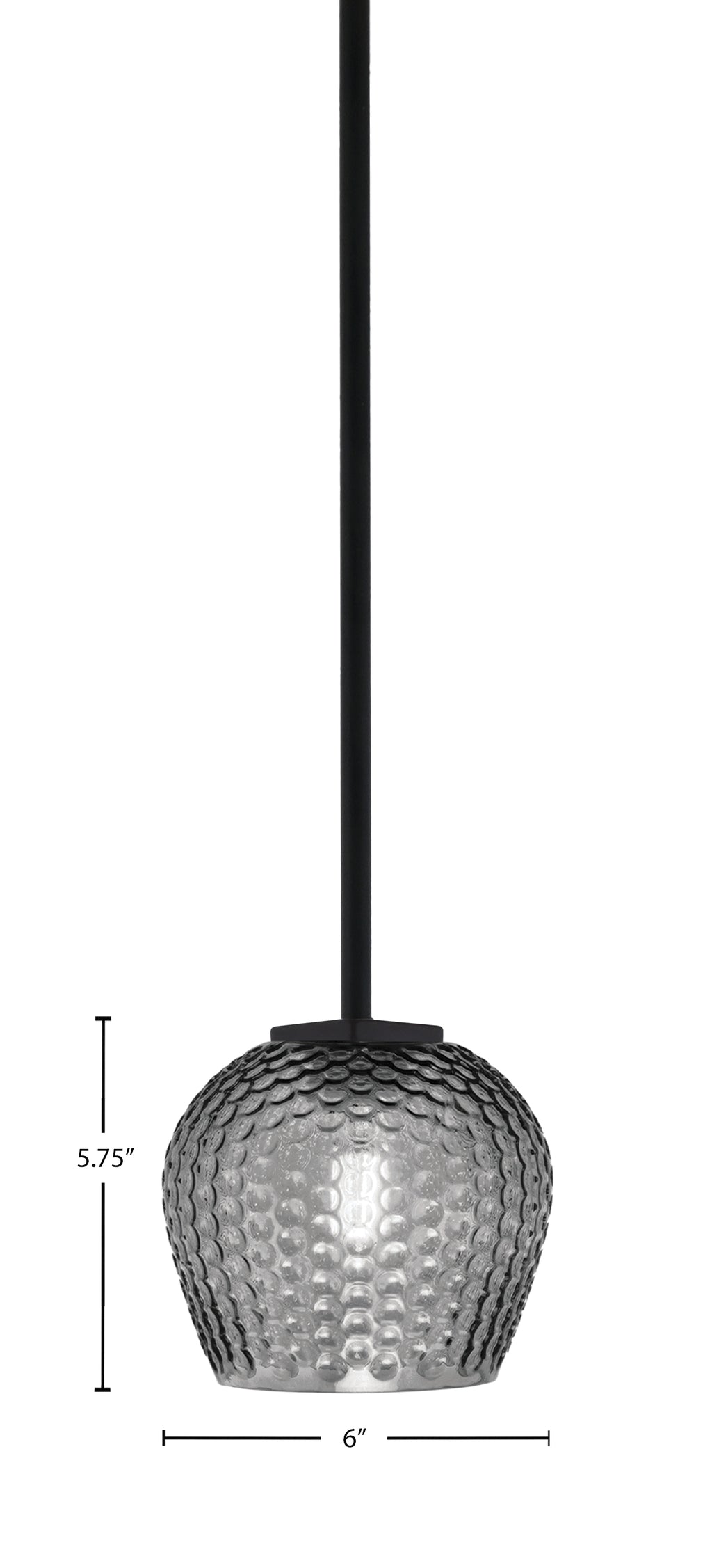 Franklin One Light Mini Pendant in Matte Black with Smoke Textured Shade