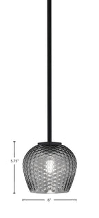 Franklin One Light Mini Pendant in Matte Black with Smoke Textured Shade