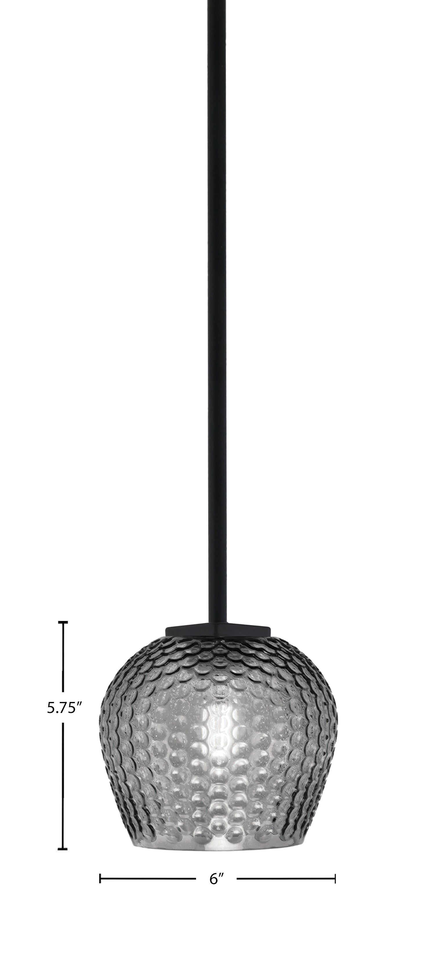 Franklin One Light Mini Pendant in Matte Black with Smoke Textured Shade