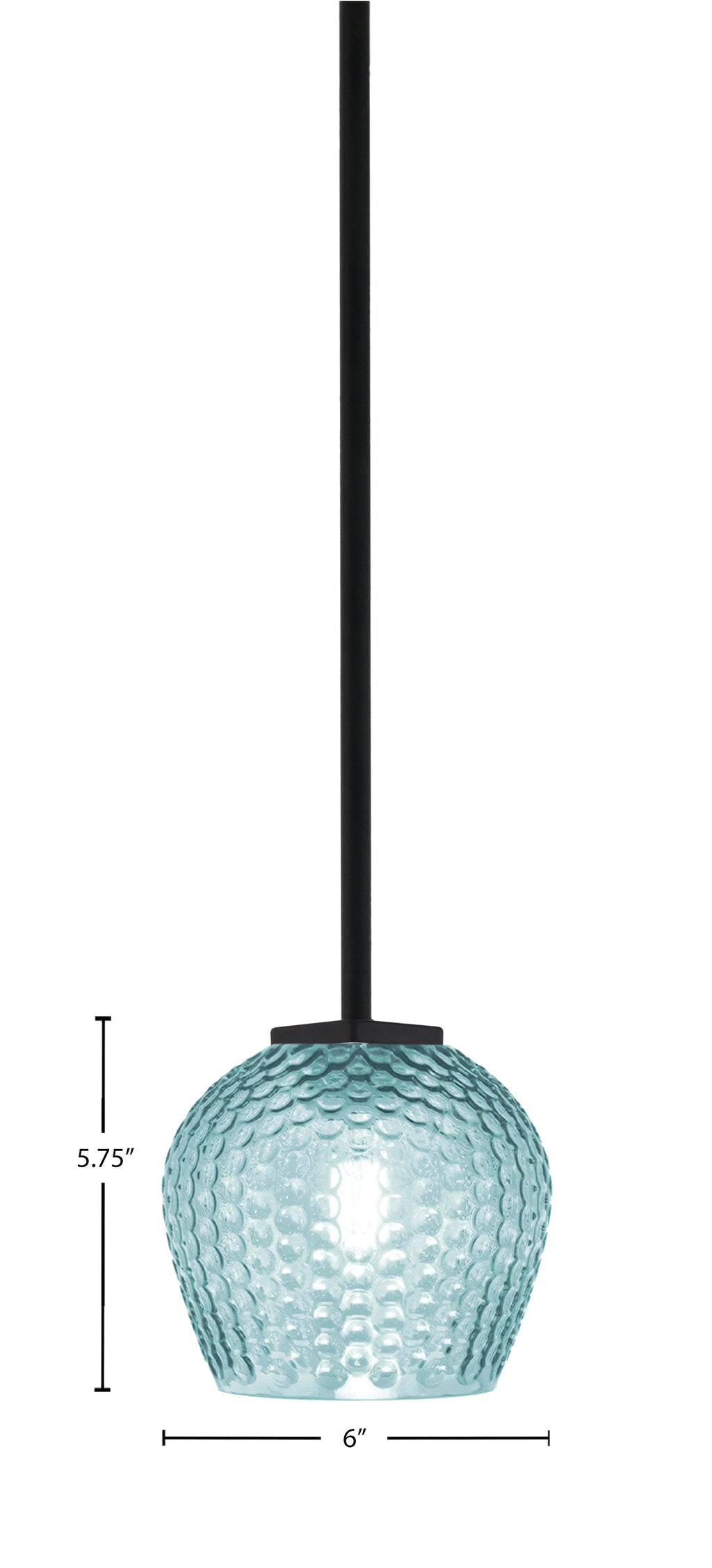 Franklin One Light Mini Pendant in Matte Black with Turquoise Textured Shade