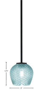 Franklin One Light Mini Pendant in Matte Black with Turquoise Textured Shade