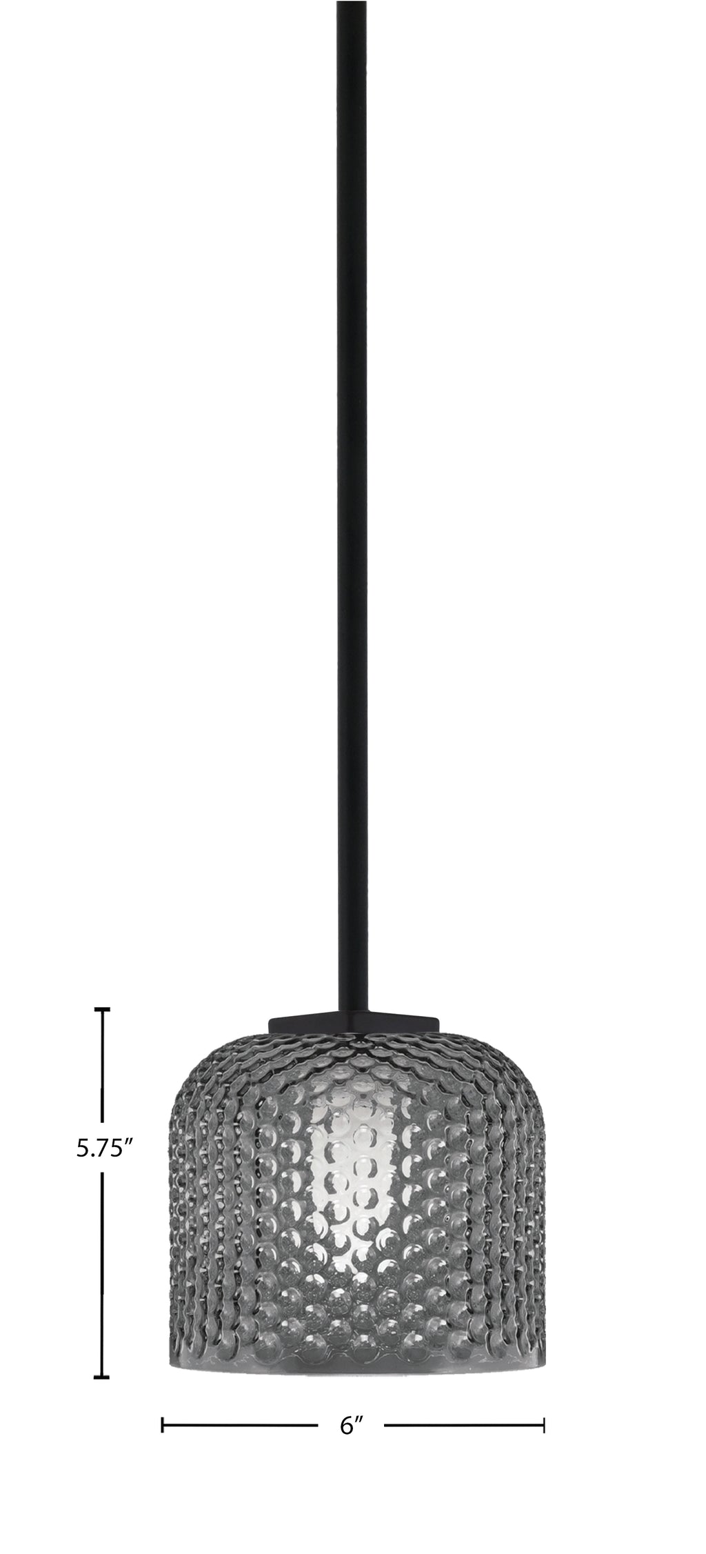 Franklin One Light Mini Pendant in Matte Black with Smoke Textured Shade