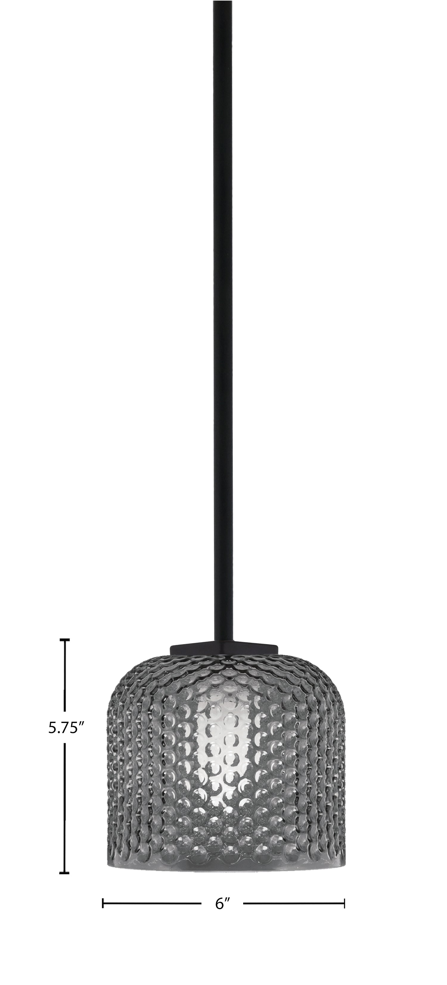 Franklin One Light Mini Pendant in Matte Black with Smoke Textured Shade