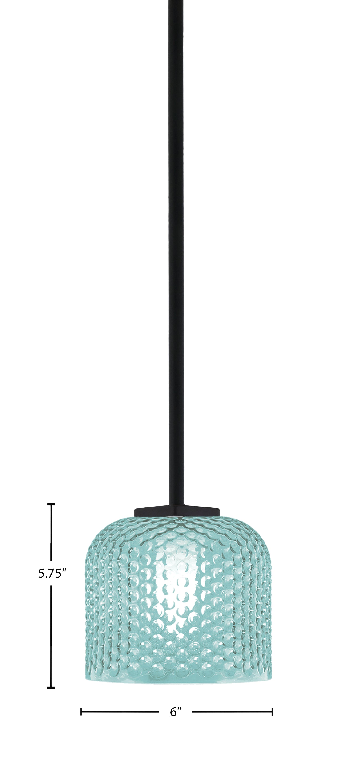 Franklin One Light Mini Pendant in Matte Black with Turquoise Textured Shade