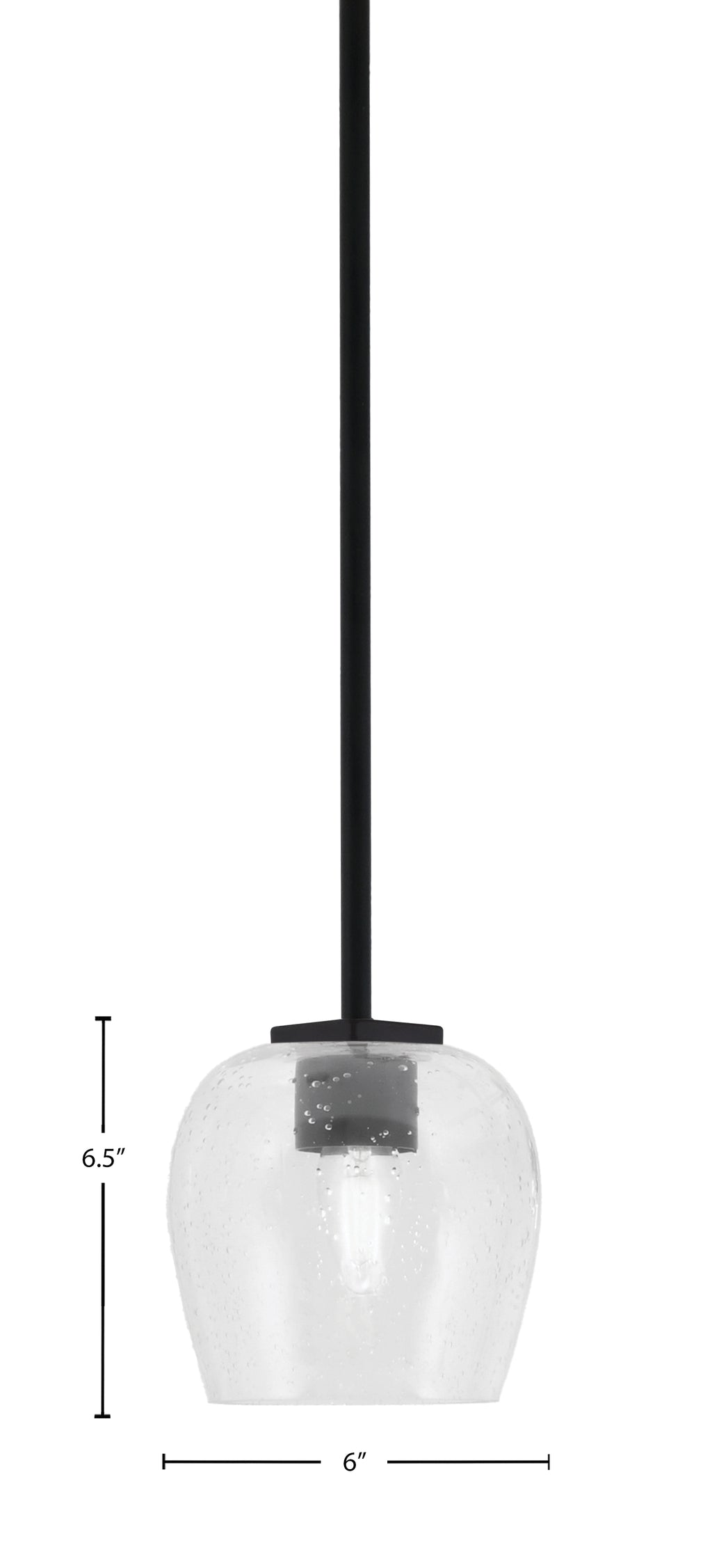 Franklin One Light Mini Pendant in Matte Black with Clear Bubble Shade