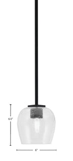 Franklin One Light Mini Pendant in Matte Black with Clear Bubble Shade