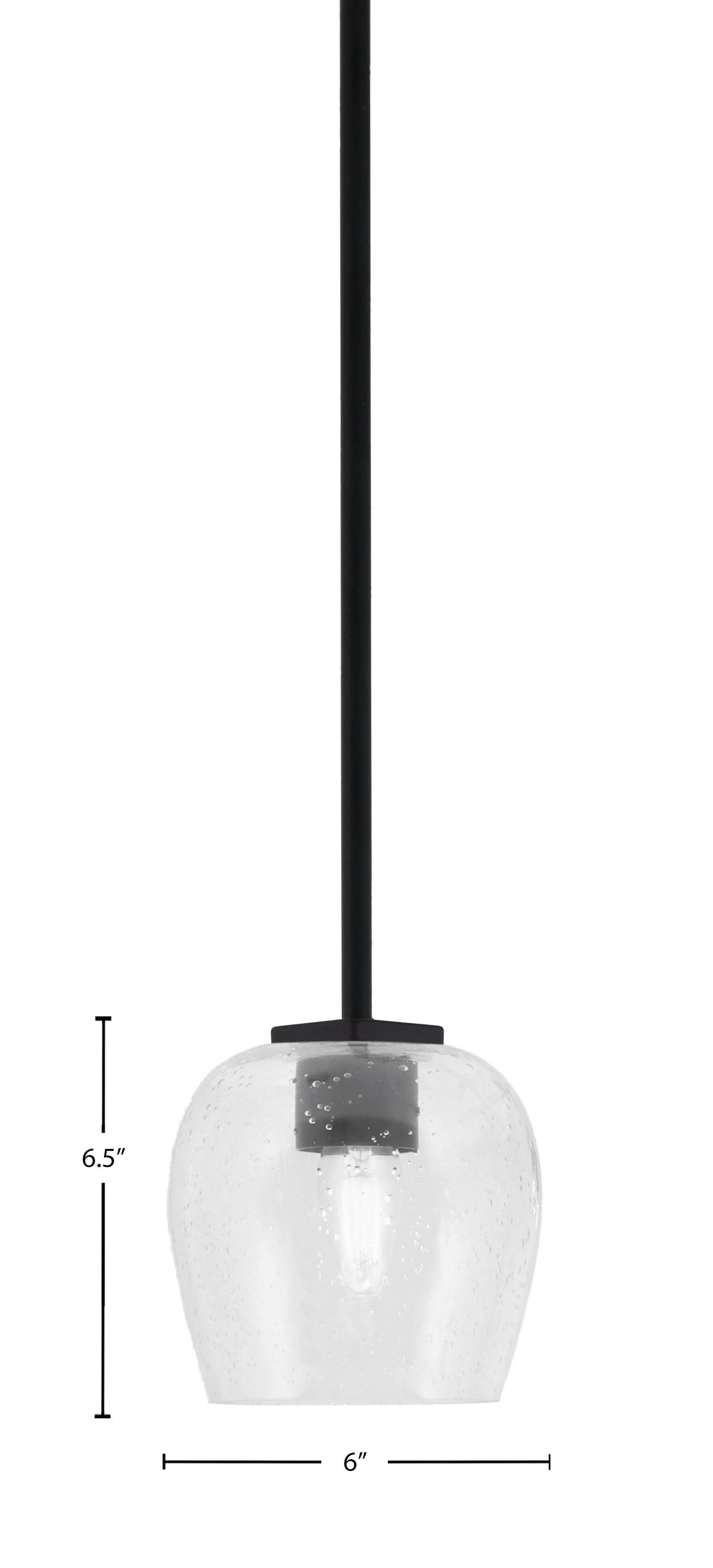 Franklin One Light Mini Pendant in Matte Black with Clear Bubble Shade