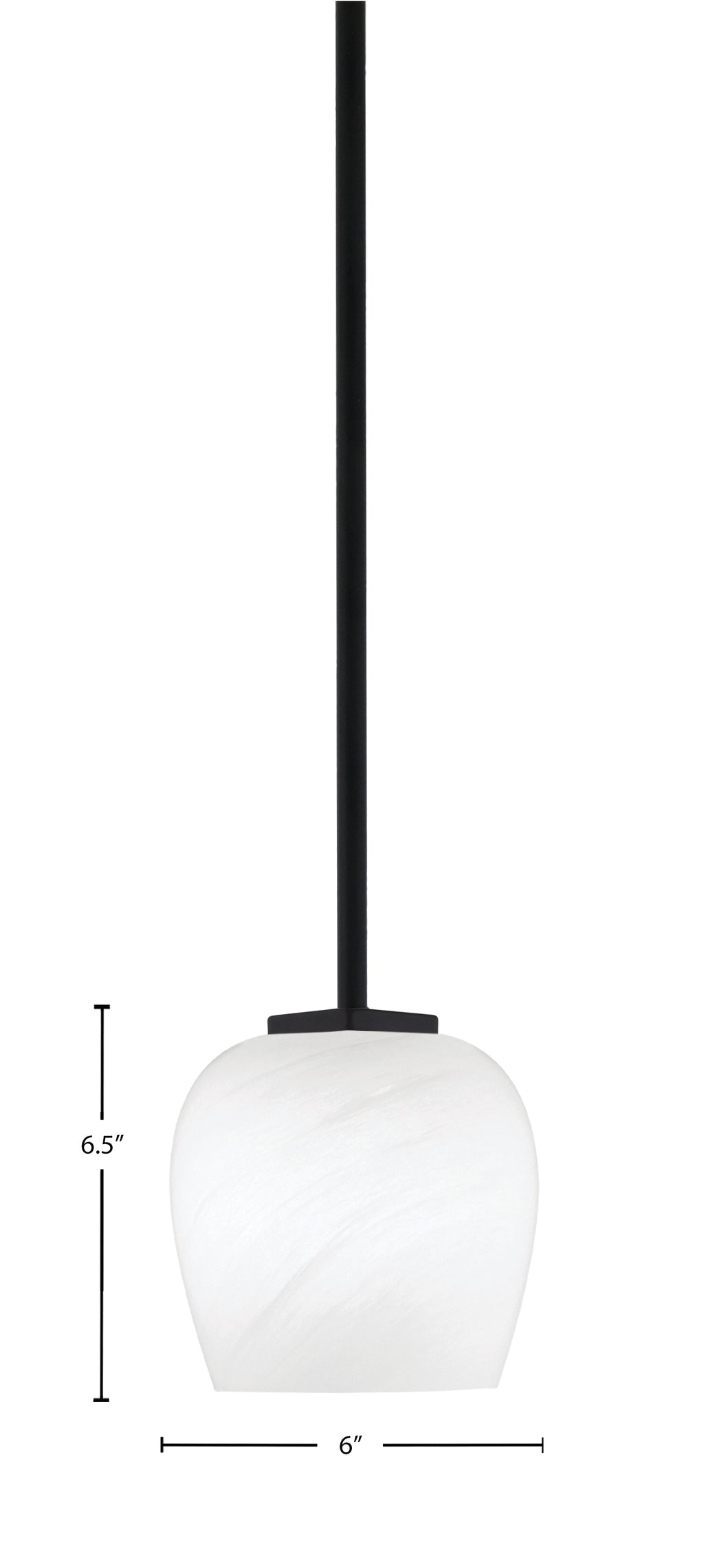 Franklin One Light Mini Pendant in Matte Black with White Marble Shade