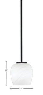Franklin One Light Mini Pendant in Matte Black with White Marble Shade