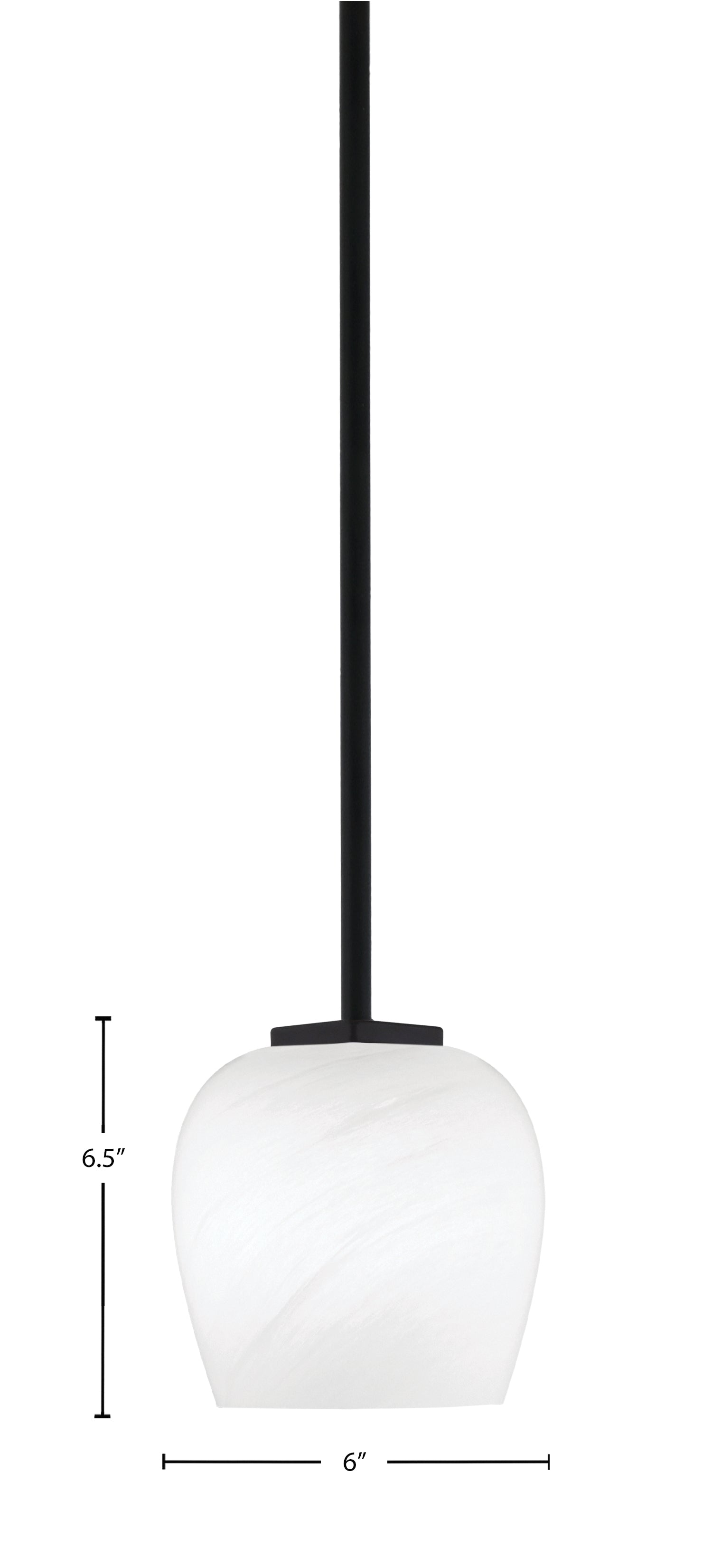 Franklin One Light Mini Pendant in Matte Black with White Marble Shade