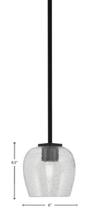 Franklin One Light Mini Pendant in Matte Black with Smoke Bubble Shade
