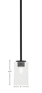 Franklin One Light Mini Pendant in Matte Black with Square Clear Bubble Shade