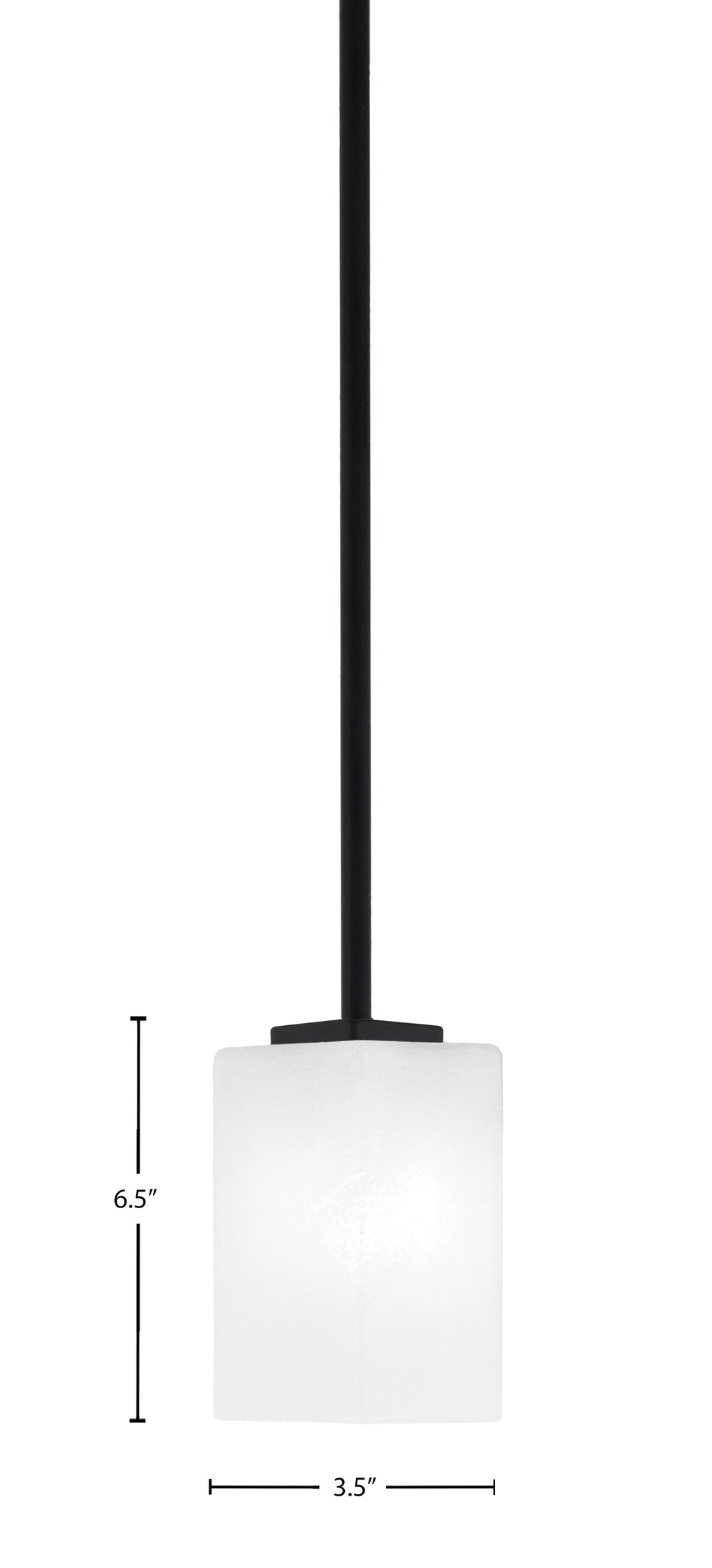 Franklin One Light Mini Pendant in Matte Black with Square White Marble Shade