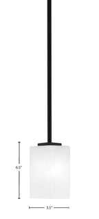 Franklin One Light Mini Pendant in Matte Black with Square White Marble Shade