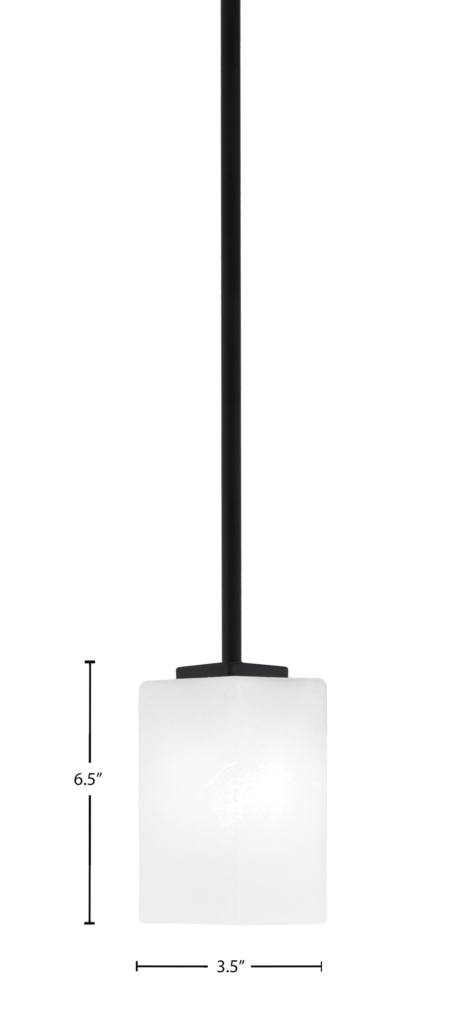 Franklin One Light Mini Pendant in Matte Black with Square White Marble Shade