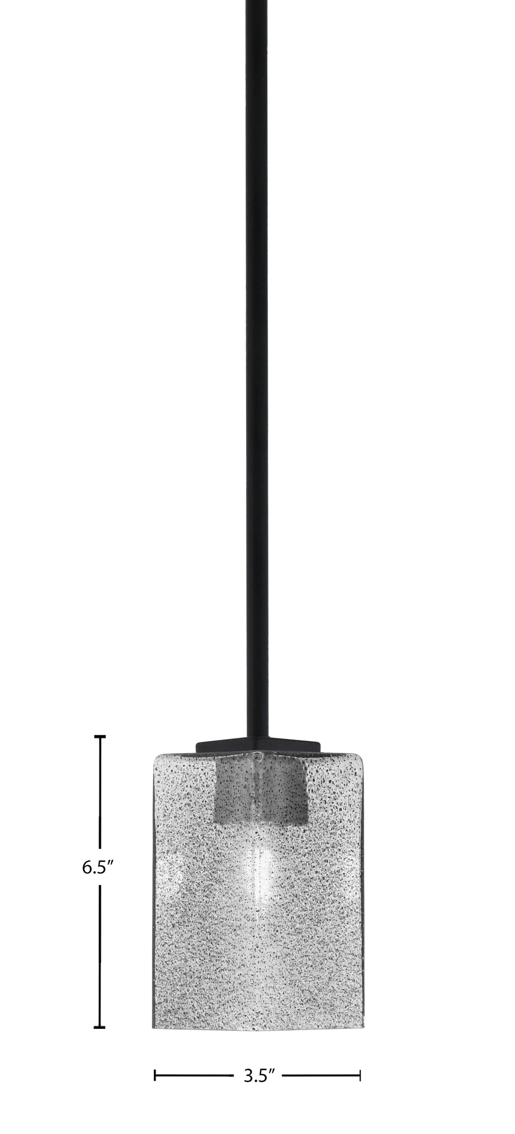 Franklin One Light Mini Pendant in Matte Black with Square Smoke Bubble Shade