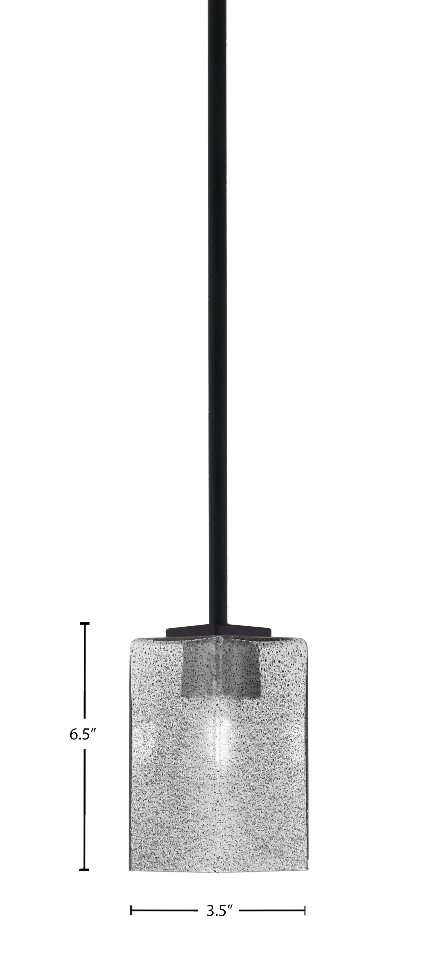 Franklin One Light Mini Pendant in Matte Black with Square Smoke Bubble Shade