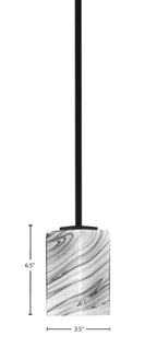 Franklin One Light Mini Pendant in Matte Black with Square Onyx Swirl Shade
