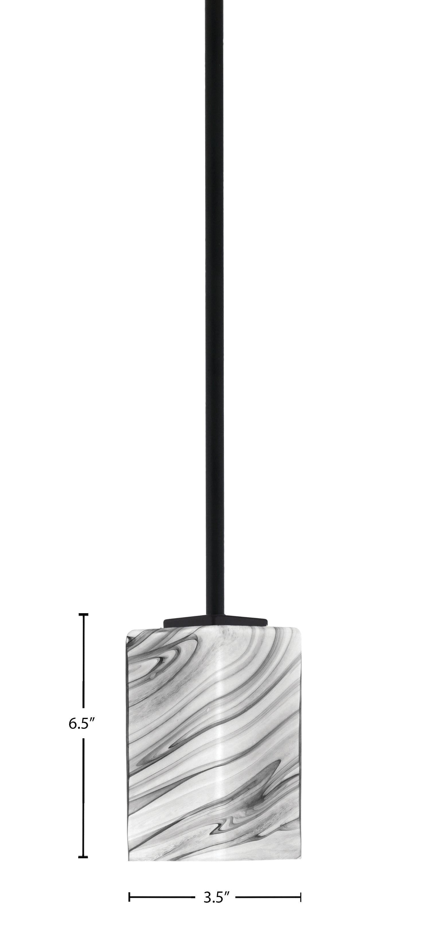 Franklin One Light Mini Pendant in Matte Black with Square Onyx Swirl Shade