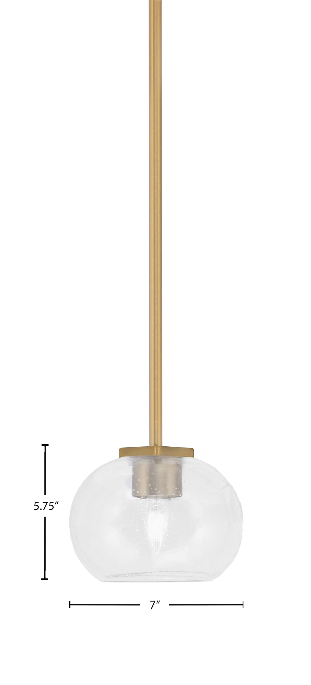 Franklin One Light Mini Pendant in New Age Brass with Clear Bubble Shade