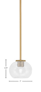 Franklin One Light Mini Pendant in New Age Brass with Clear Bubble Shade