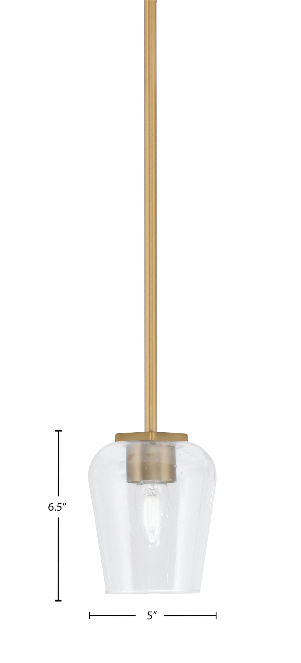 Franklin One Light Mini Pendant in New Age Brass with Clear Bubble Shade