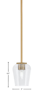 Franklin One Light Mini Pendant in New Age Brass with Clear Bubble Shade