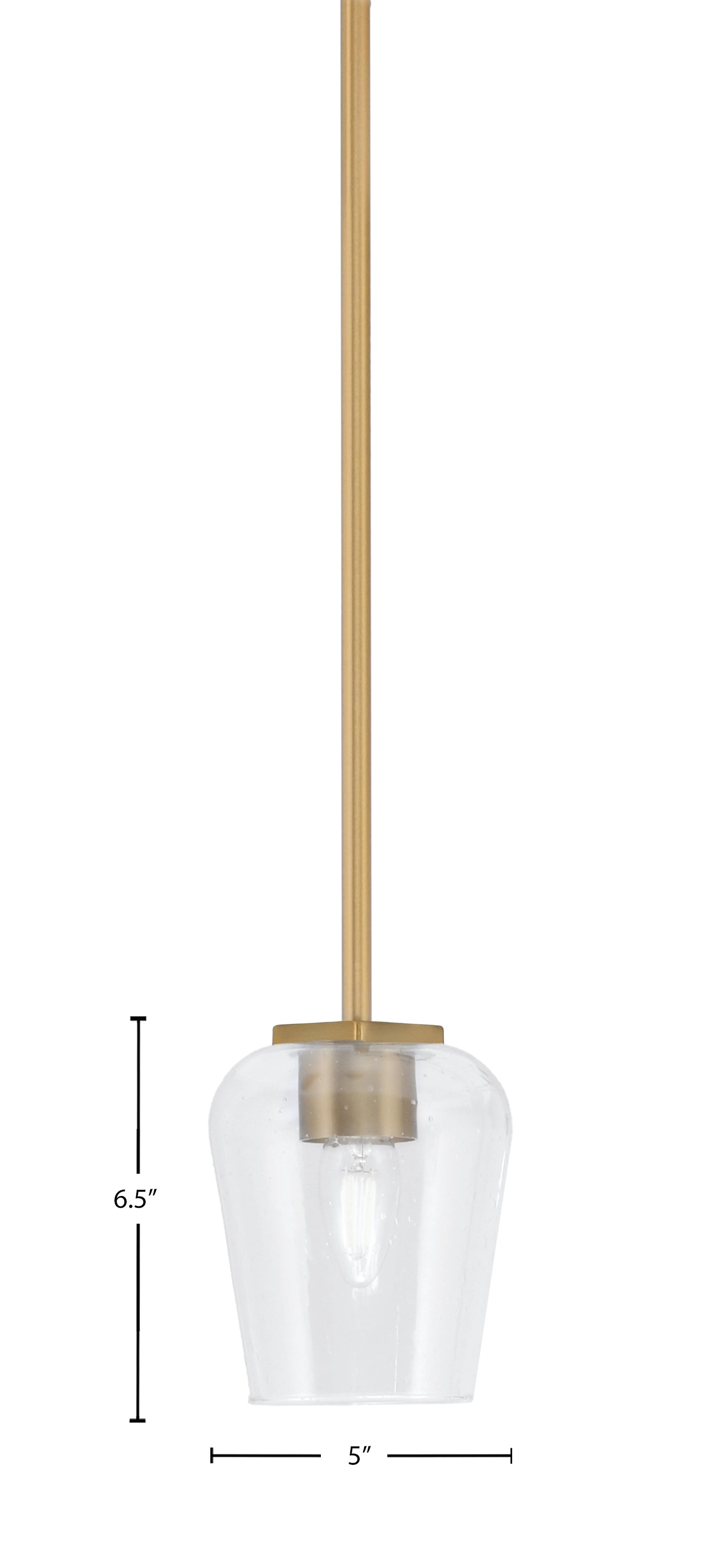 Franklin One Light Mini Pendant in New Age Brass with Clear Bubble Shade