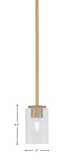 Franklin One Light Mini Pendant in New Age Brass with Clear Bubble Shade