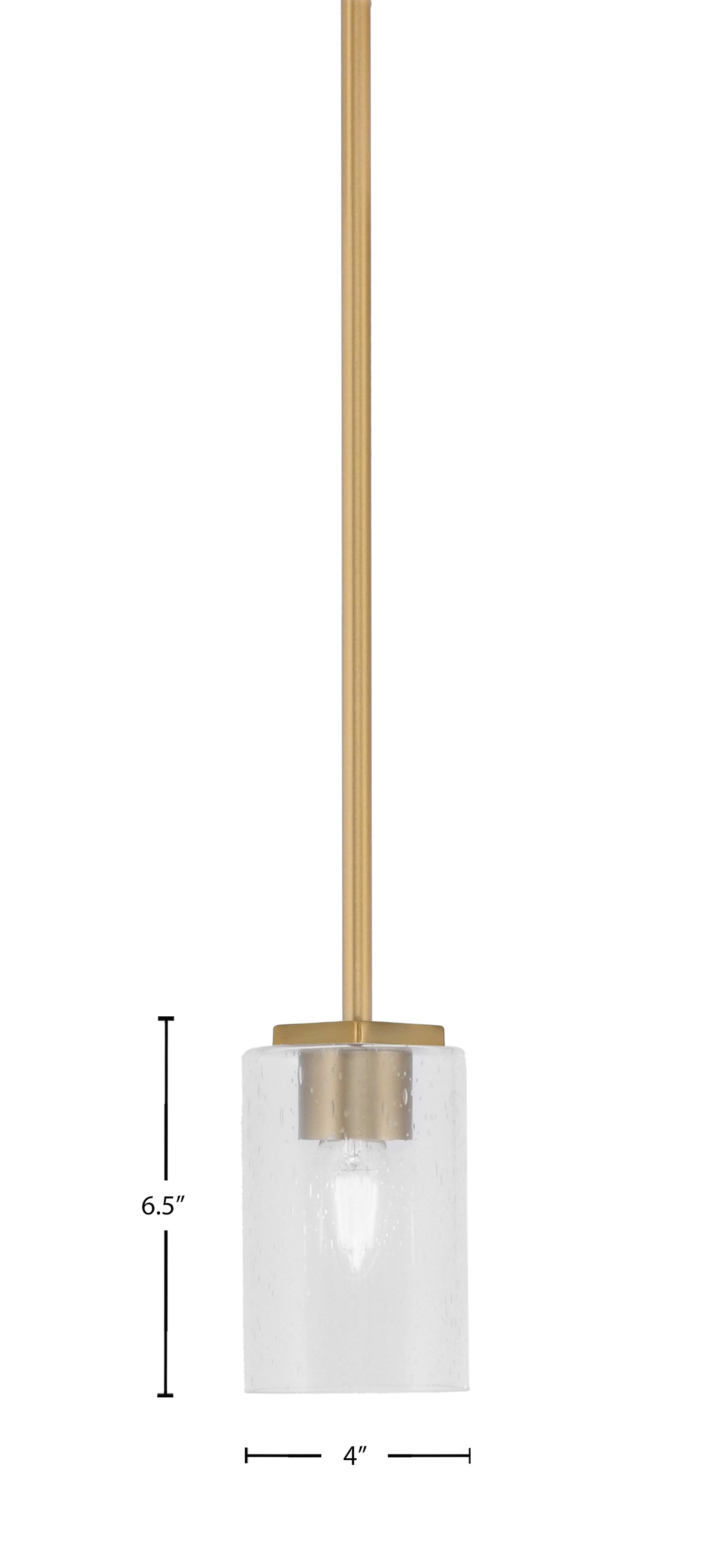 Franklin One Light Mini Pendant in New Age Brass with Clear Bubble Shade