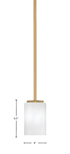 Franklin One Light Mini Pendant in New Age Brass with White Marble Shade