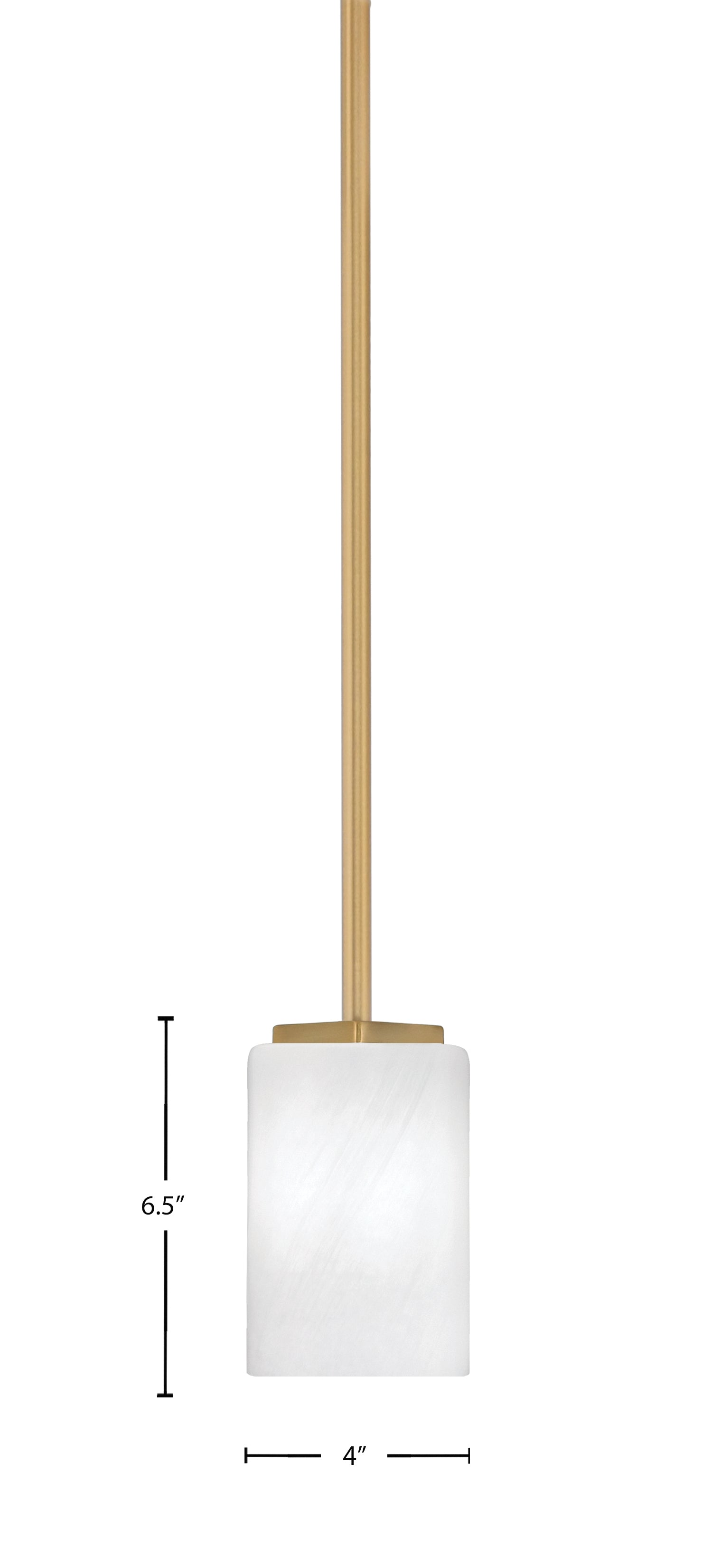 Franklin One Light Mini Pendant in New Age Brass with White Marble Shade