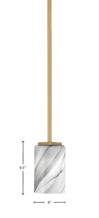 Franklin One Light Mini Pendant in New Age Brass with Onyx Swirl Shade