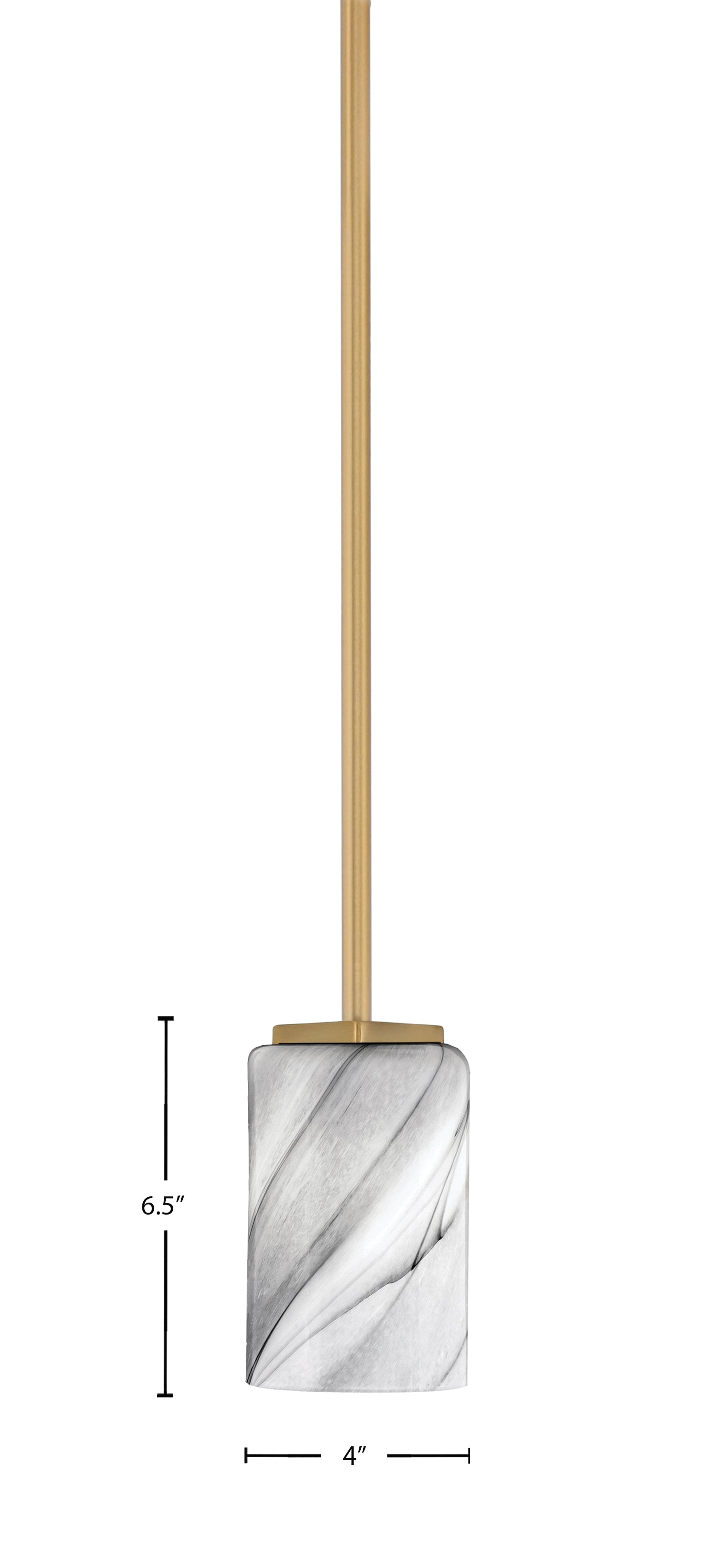 Franklin One Light Mini Pendant in New Age Brass with Onyx Swirl Shade
