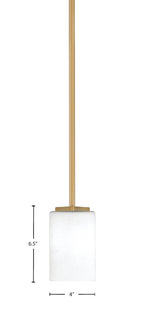 Franklin One Light Mini Pendant in New Age Brass with White Muslin Shade