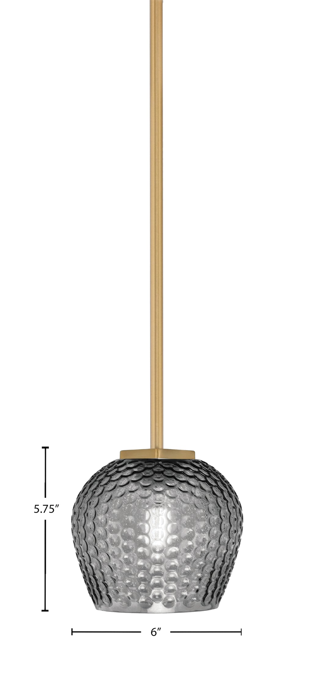 Franklin One Light Mini Pendant in New Age Brass with Smoke Textured Shade