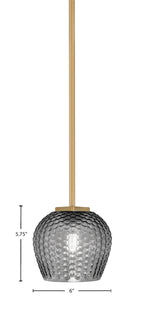 Franklin One Light Mini Pendant in New Age Brass with Smoke Textured Shade