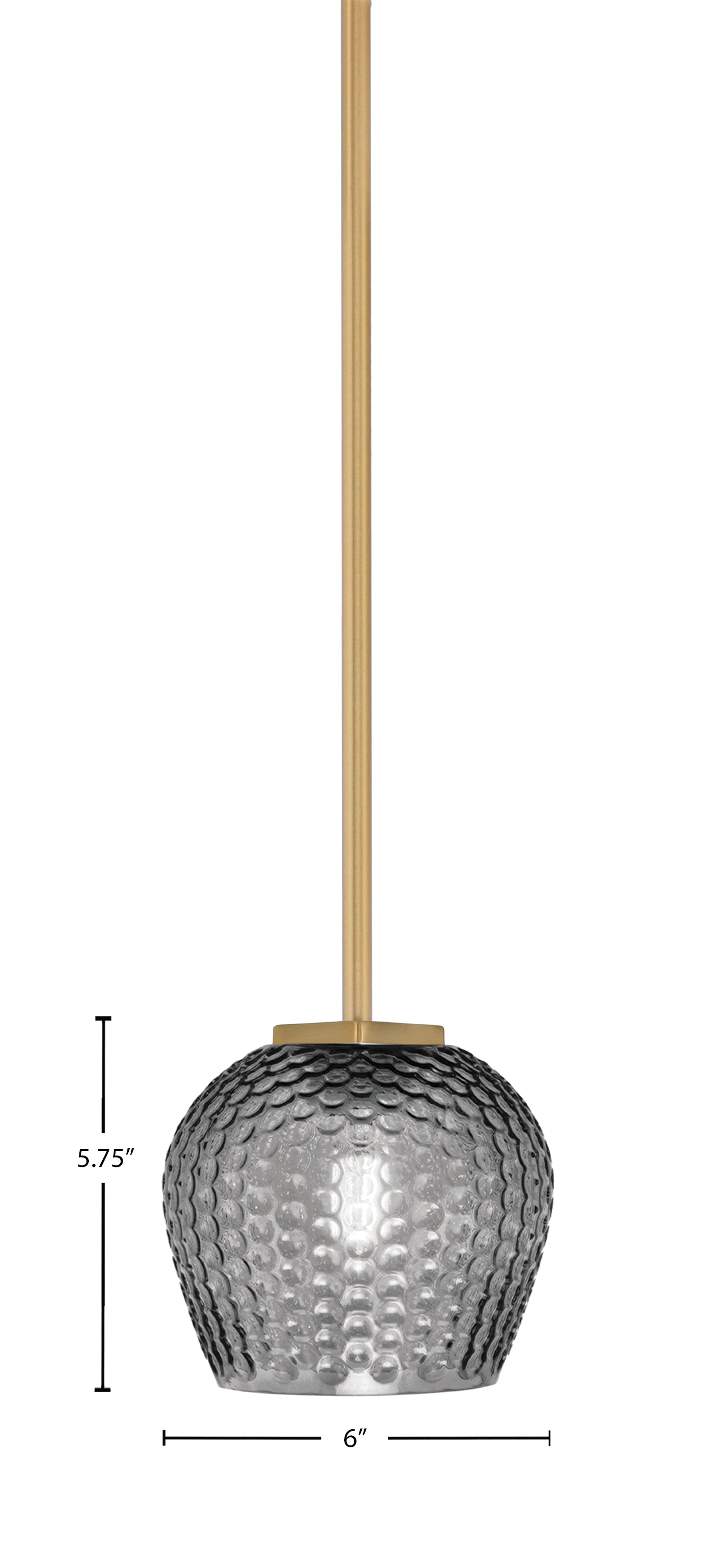 Franklin One Light Mini Pendant in New Age Brass with Smoke Textured Shade