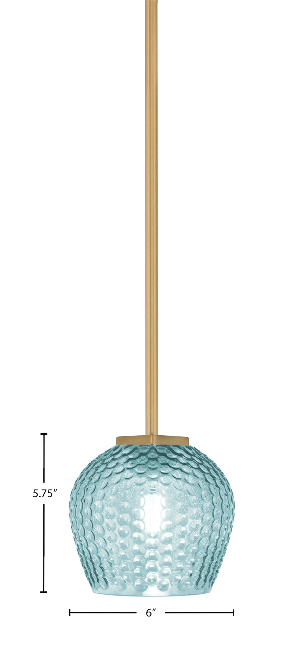 Franklin One Light Mini Pendant in New Age Brass with Turquoise Textured Shade